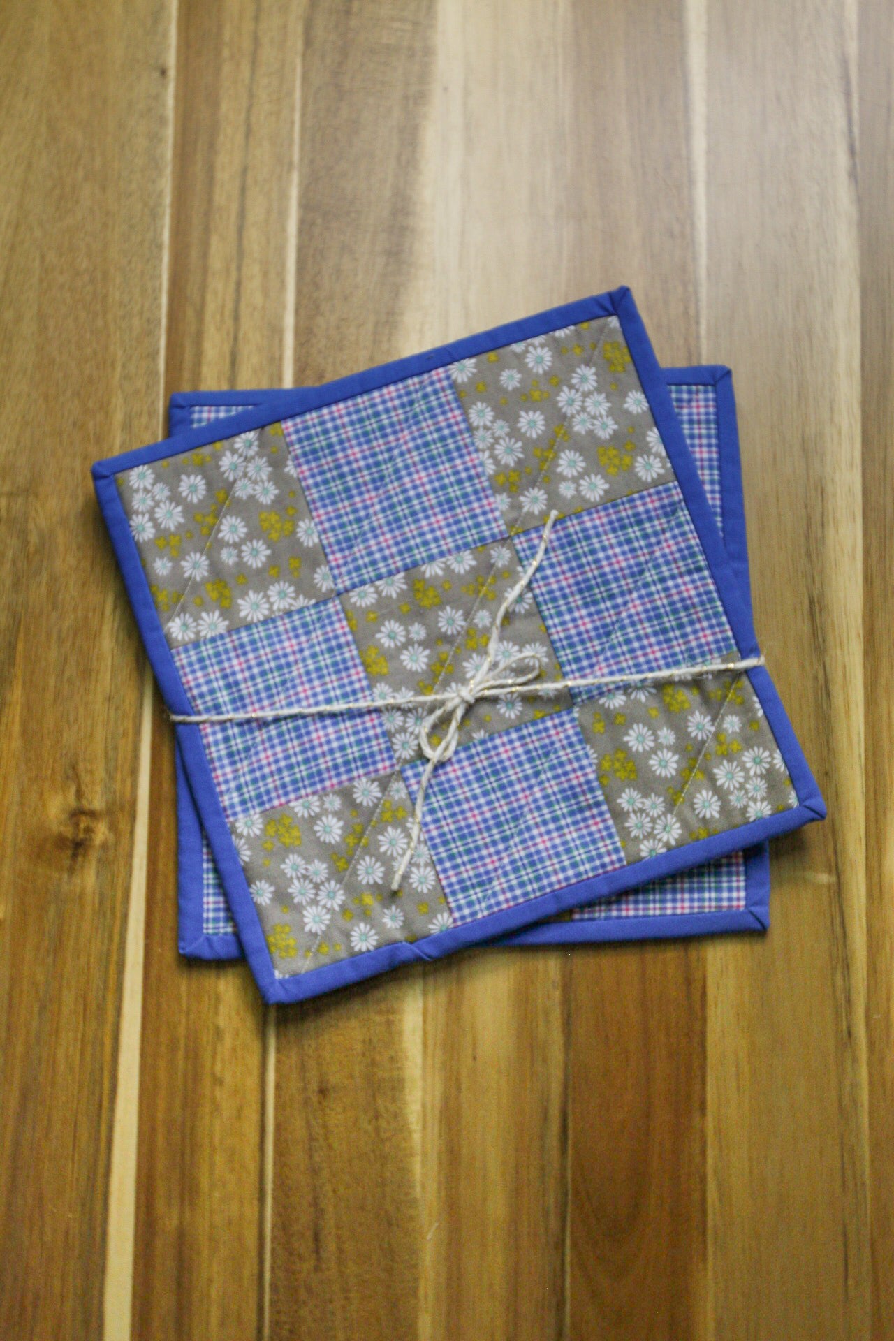 Blue Checkered Hot Pads (Set of 2)