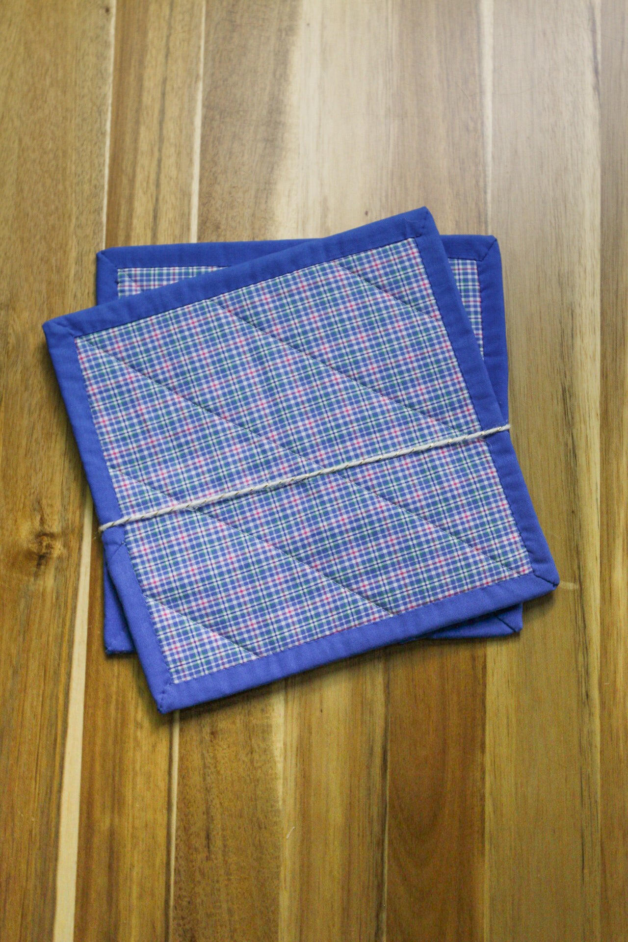 Blue Checkered Hot Pads (Set of 2)